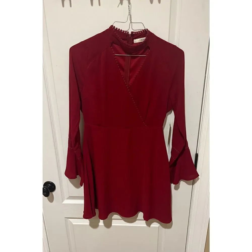 New Andree by Unit Crimson Red Romper with faux wrap and details medium